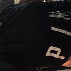 PINK black cropped hooded sweatshirt.